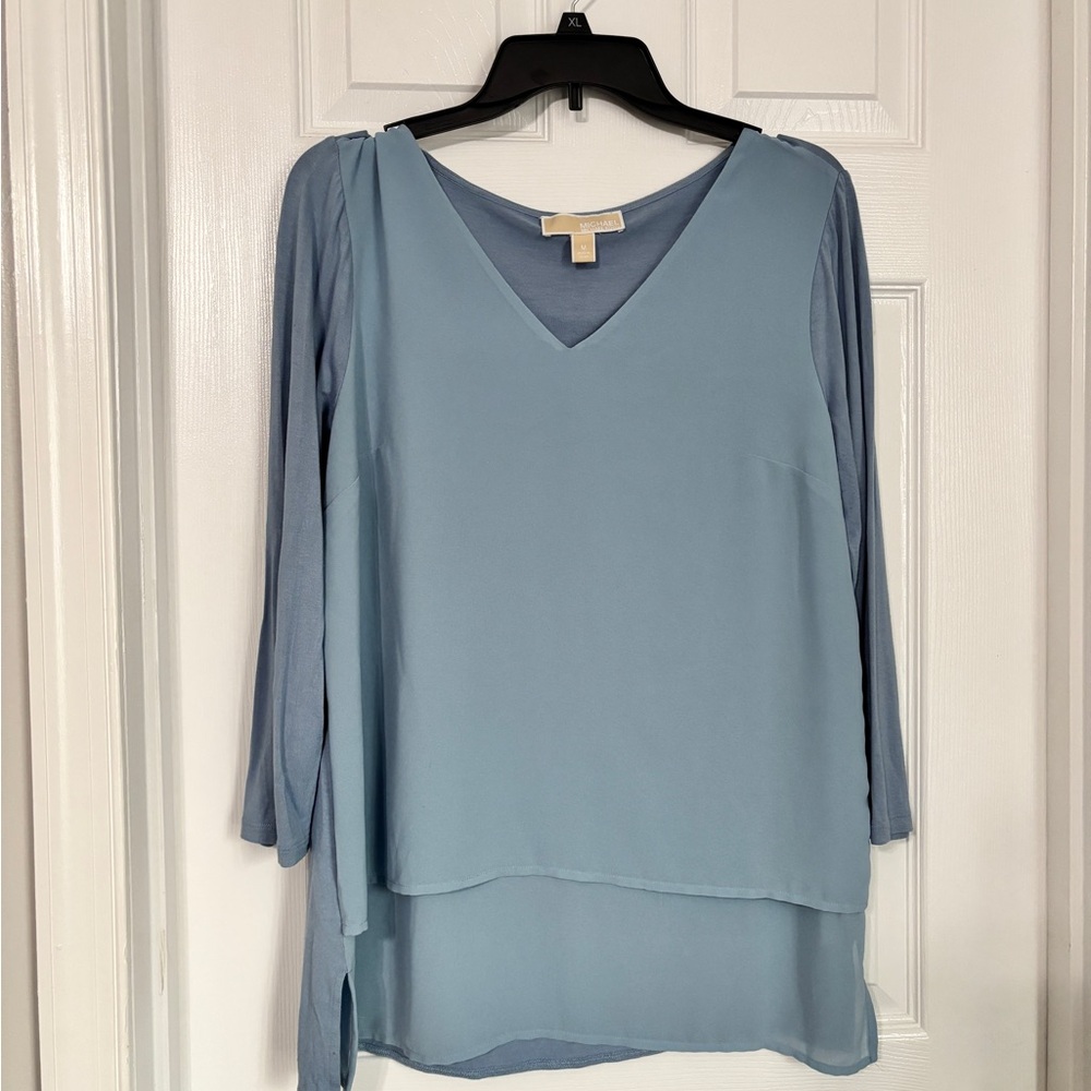 MICHAEL Michael Kors Sky Blue Layered V-Neck Blouse